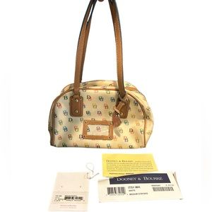 Dooney & Bourke Cream Satchel with Multicolor Logo